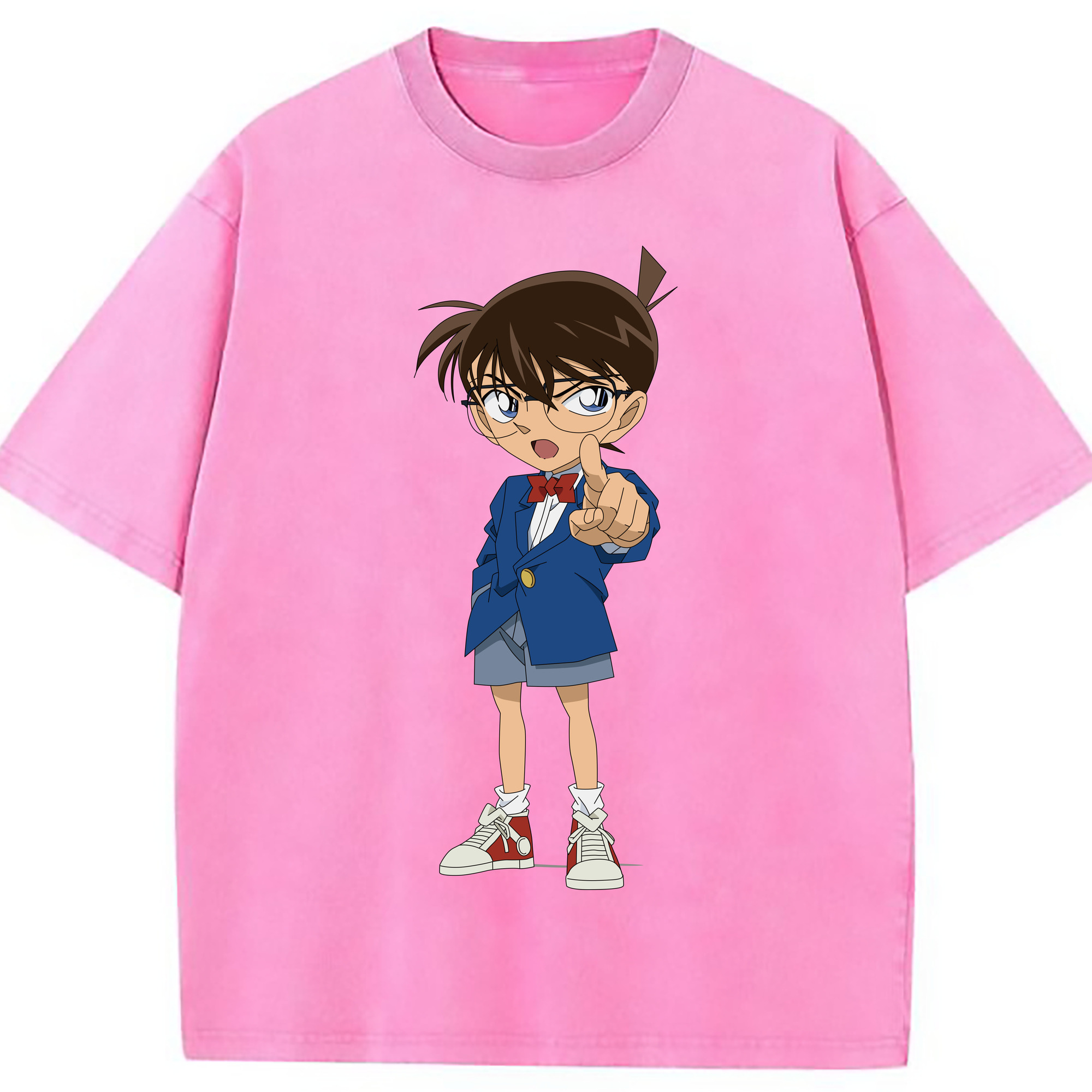 （画像用） 名探偵コナン 江戸川 コナン Detective Conan Conan Edogawa 綿100% ヴィンテージ風 半袖Tシャツ（フロントプリント）
